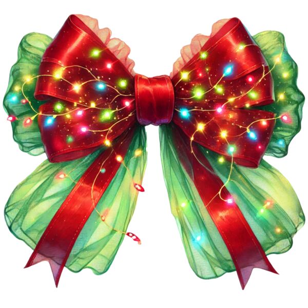 Red and Green Bow Fairy Lights Thumbnail