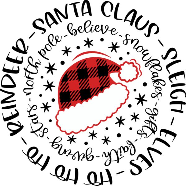 Buffalo Plaid Santa Claus Hat Circle   Red Plaid 01 Thumbnail